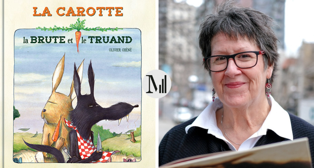 À gauche, la couverture du livre «La carotte, la brute et le truand», à droite, un portrait de Marie Raconte.