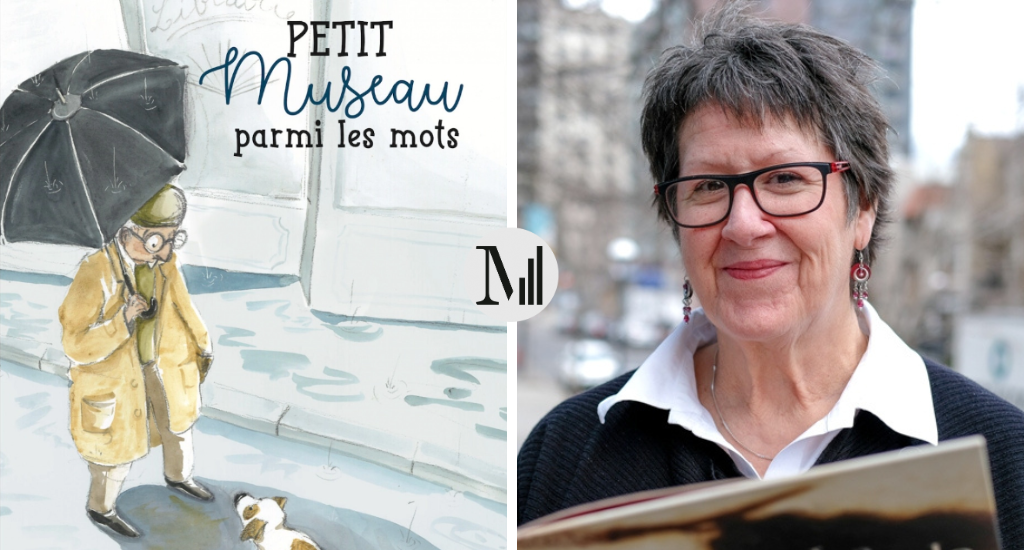 À gauche, couverture du livre «Petit museau parmi les mots» et à droite, portrait de Marie Lalande