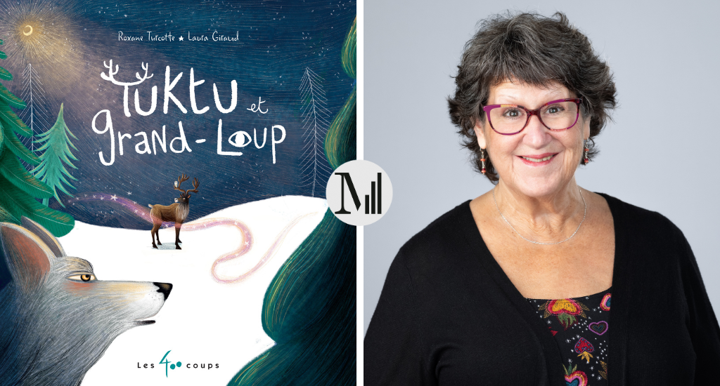 À gauche, couverture du livre «Tuktu et Grand-loup», à droite, portrait de Marie Lalande.