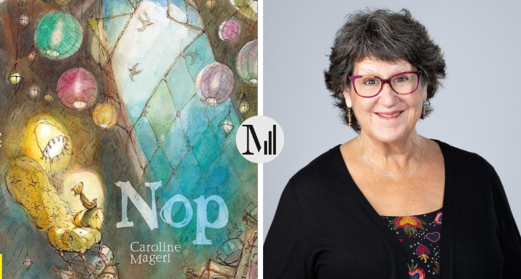 À gauche, couverture du livre Nop, à droite, portrait de Marie Lalande.