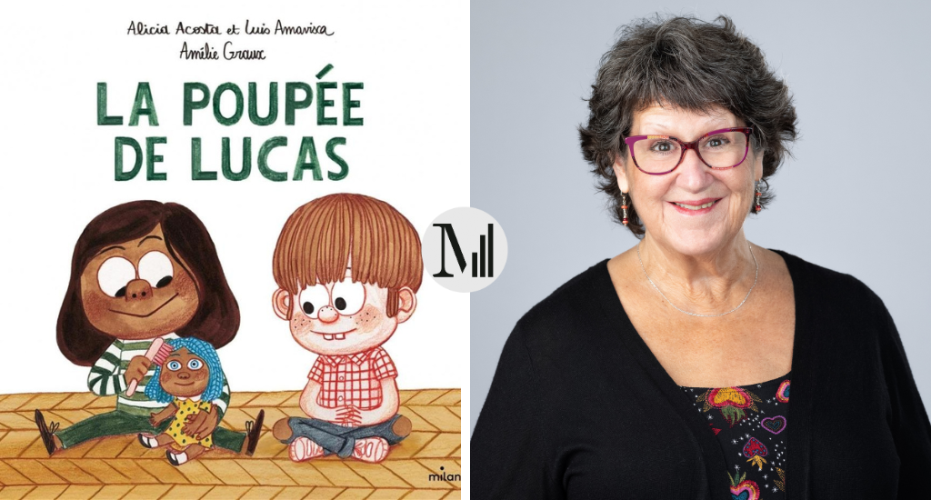 À gauche, couverture du livre «La poupée de Lucas», à droite, portrait de Marie Lalande.