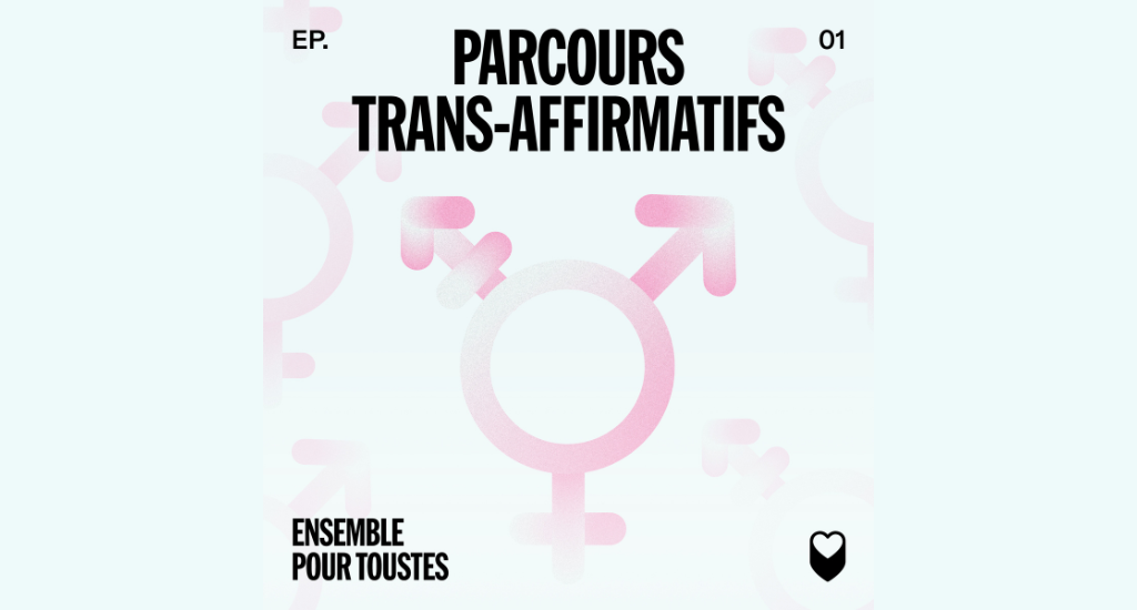 Titre : Parcours trans-affirmatifs. Symbole transgenre.