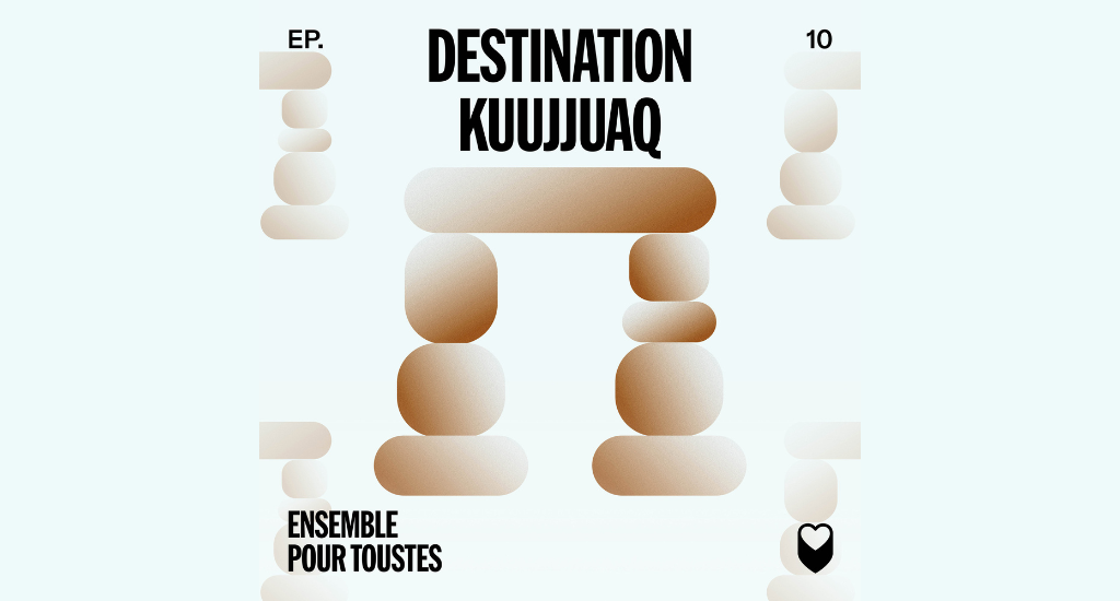 Titre : Destination Kuujjuaq. Icône d'un Inukshuk.