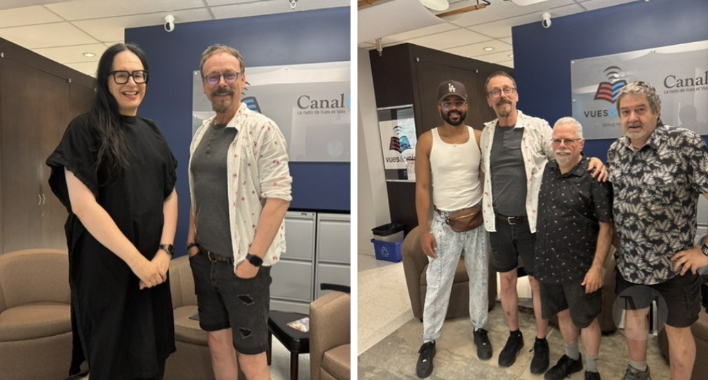 À gauche: Chris Bergeron. À droite: Dee Joyce, Denis-Martin Chabot, Claude Lalande et Pierre Perreault 