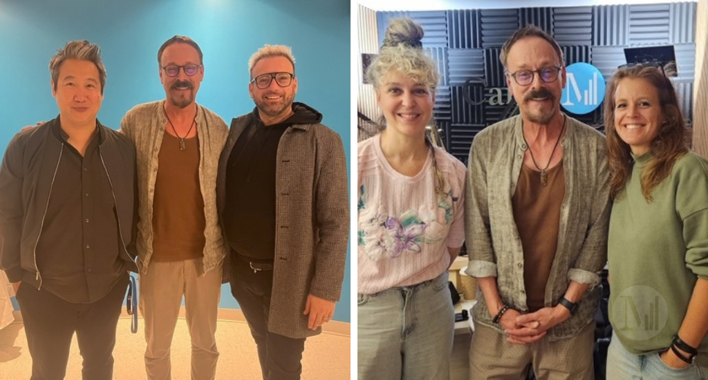 À gauche: Loc Cory, Denis-Martin Chabot et Guillaume Blais. À droite: Claudia Parent et Maud Mazo-Rothenbühler 